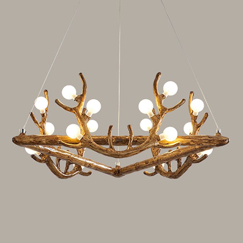 Deer Antler Wood Chandelier Light Fixture Rustic Dining Room Chandelier Pendant Light