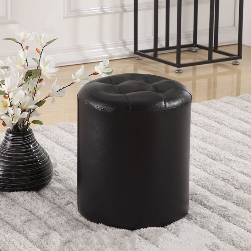 Round Genuine Leather Ottoman Standard Tufted Plain Water Resistant Modern Ottoman