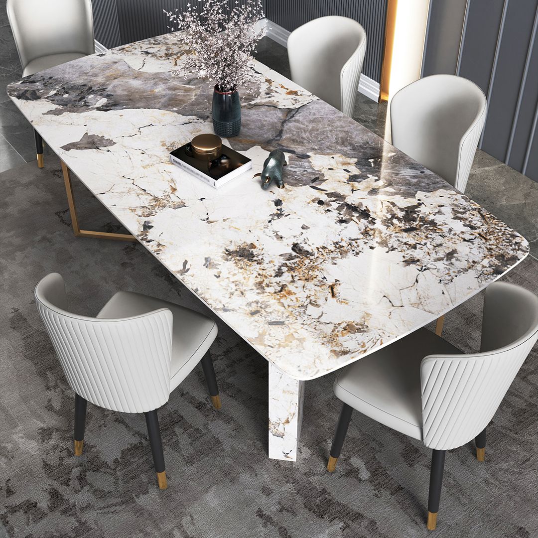 Glam Style 1/4/5/6/7 Pieces Dining Set Rectangle Sintered Stone Dining Table Set