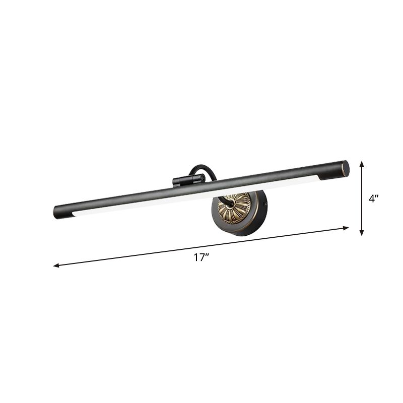 17 "/22" brede langwerpige wandlamp eenvoud metalen led zwarte ijdelheid spiegel licht met zwaaitarm
