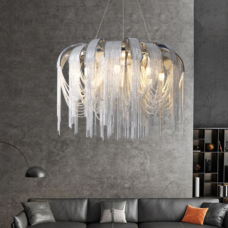 Modern Luxury Pendant Light Electroplate Metal Hanging Lamp with Aluminium Chain