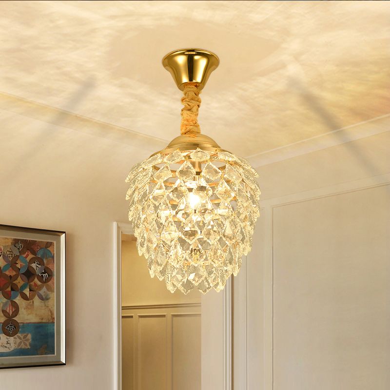 Gold Pipecone Colgante Contemporáneo 1 Lámpara de techo colgante de cristal para el comedor