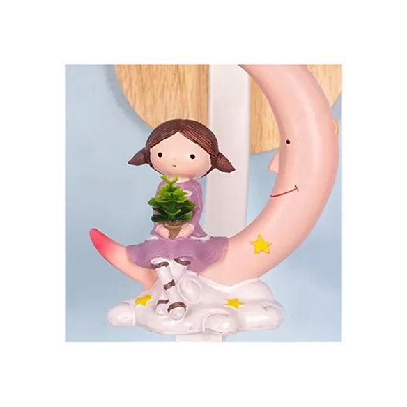 Funnel Shade Wall Light con Little Kid Deco 1 Testa adorabile Sconce da parete in metallo per camera da letto per bambini