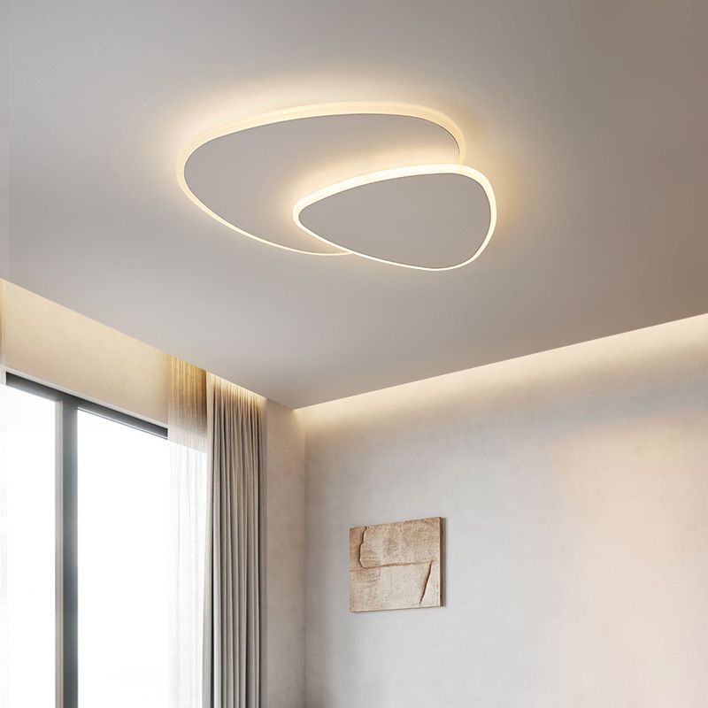 Lámpara de techo LED blanca acrílica con montaje empotrado ovalado de hierro lacado moderno y sencillo