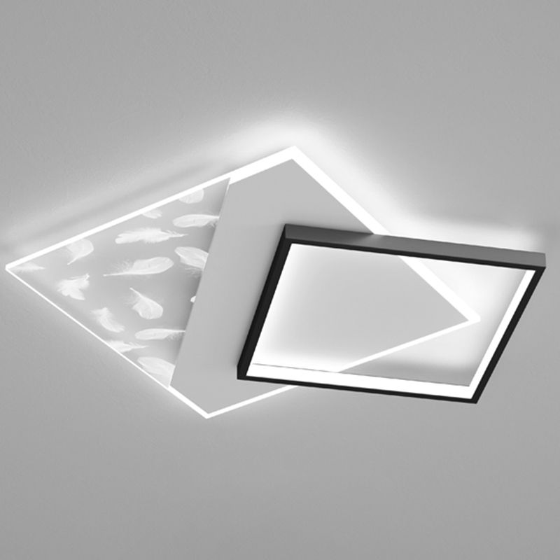 Geometrische Lobby-Feder-LED-Deckenleuchte im modernen Luxusstil, versetzte Acryl-Deckenleuchte