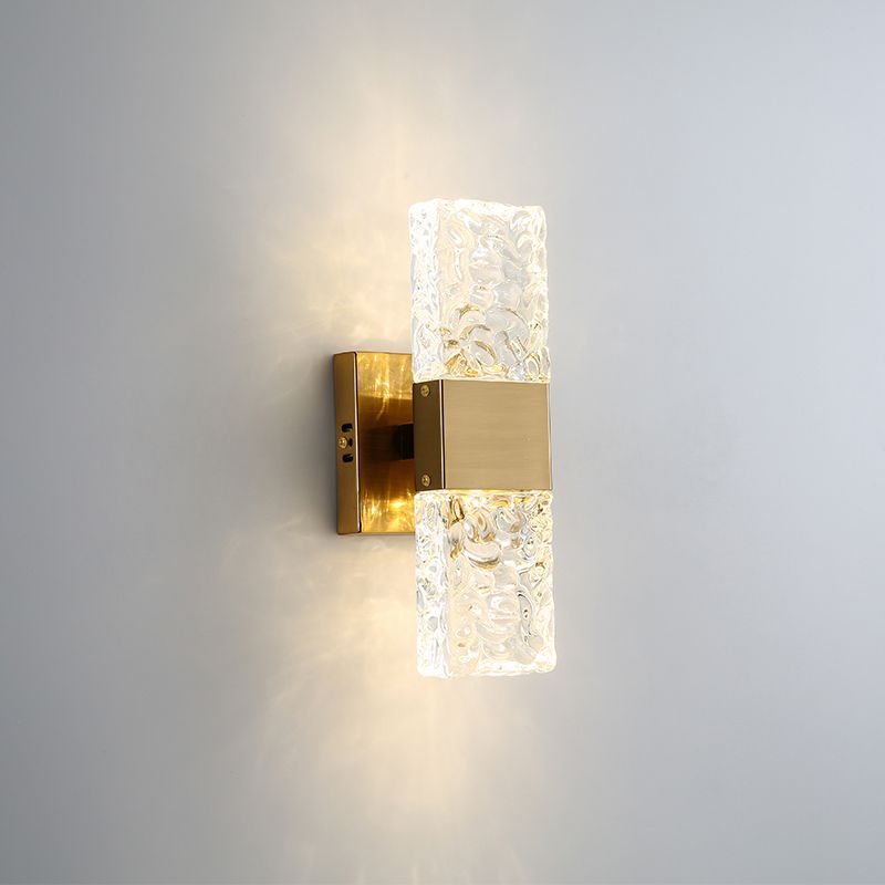 2-Light Modern Squared Wall Lights Crystal Wall Mounted Lamps for Bedroom