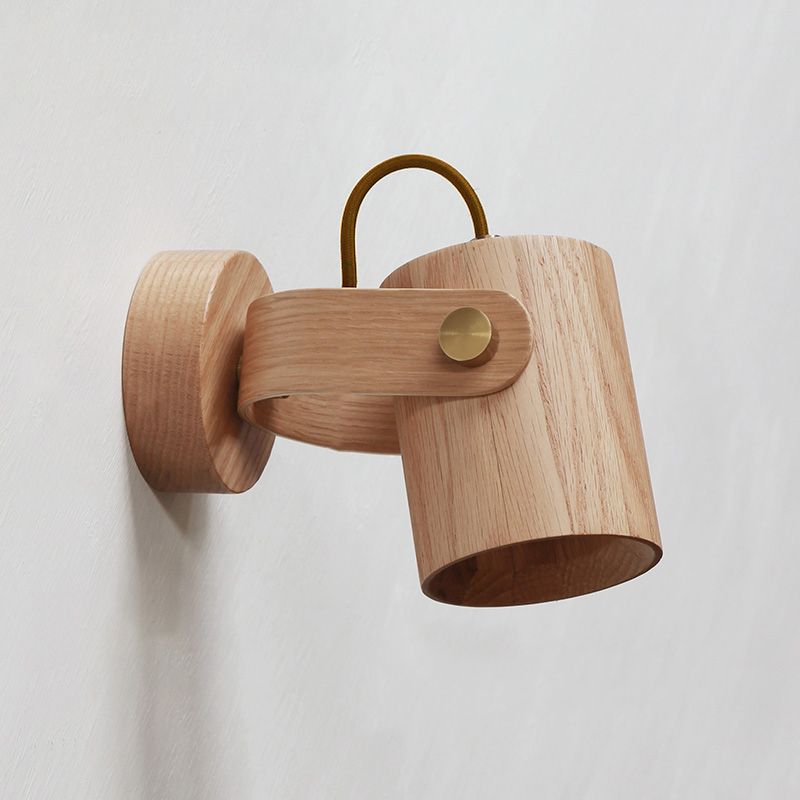 Moderne Stilzylinderwand -Lampen Holz 1 Lichtwandbeleuchtung Armaturen