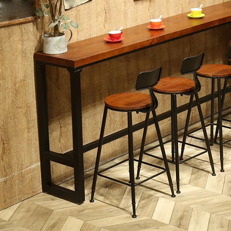 Industrial Low Back Counter & Bar Stool in Black and Brown for Restaurant