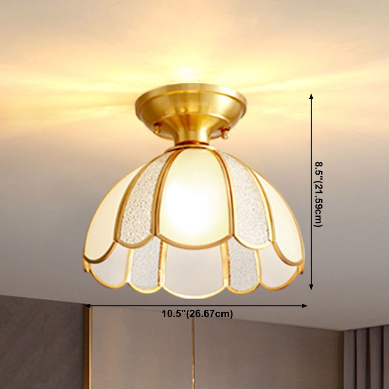 Plafonnier encastré en verre, éclairage de plafond classique en or pour le salon