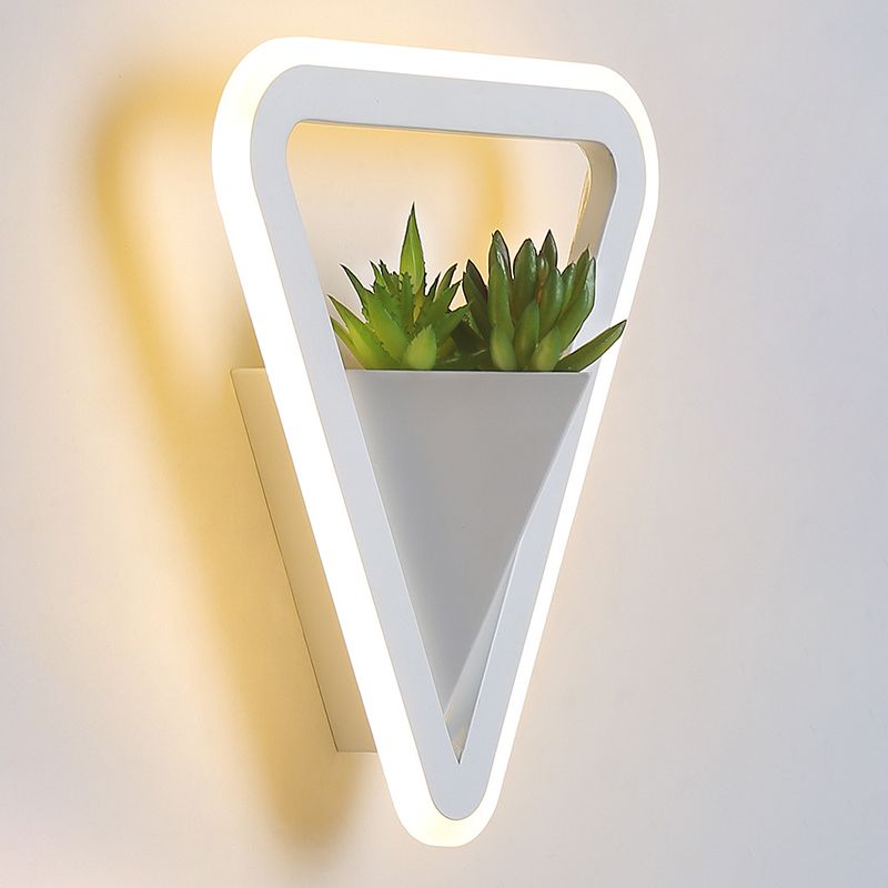 LED Triangle Shape Wall Mount Lamp Acrylic Shade Contemporary Plant Sconces for Living