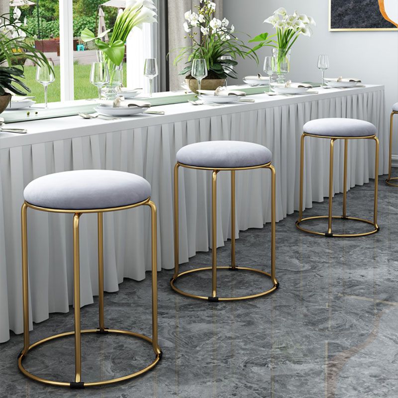 Glam Ottoman Velvet Tear Resistant Metal Legs Solid Color Round Ottoman