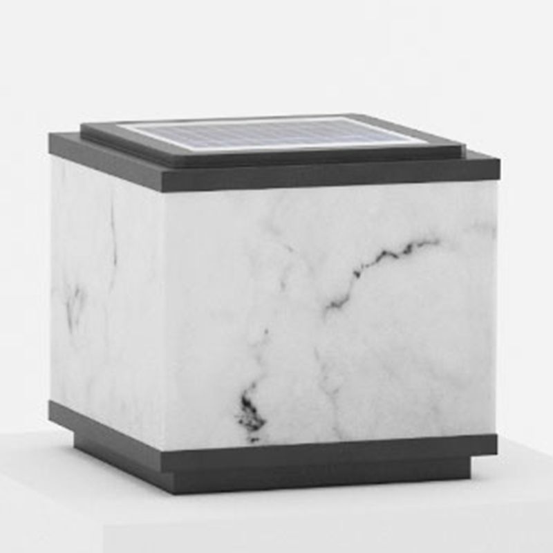 Metal Geometric Shape Outdoor Light Modern 1 Light Solar Pillar Lamp in Black