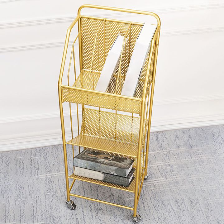 3-Shelf Metal Geometric Bookshelf Contemporary Closed Back Book Shelf,39" H x 11" W