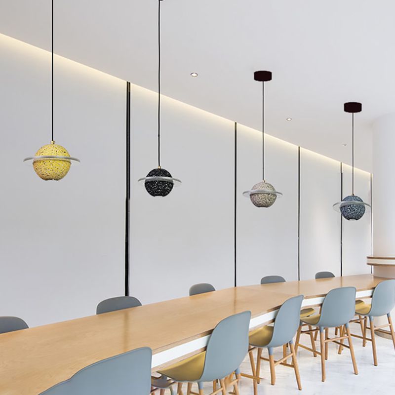 Lámpara colgante de cemento de forma de planeta LED Nordic moderno de cemento interior de cemento colgante
