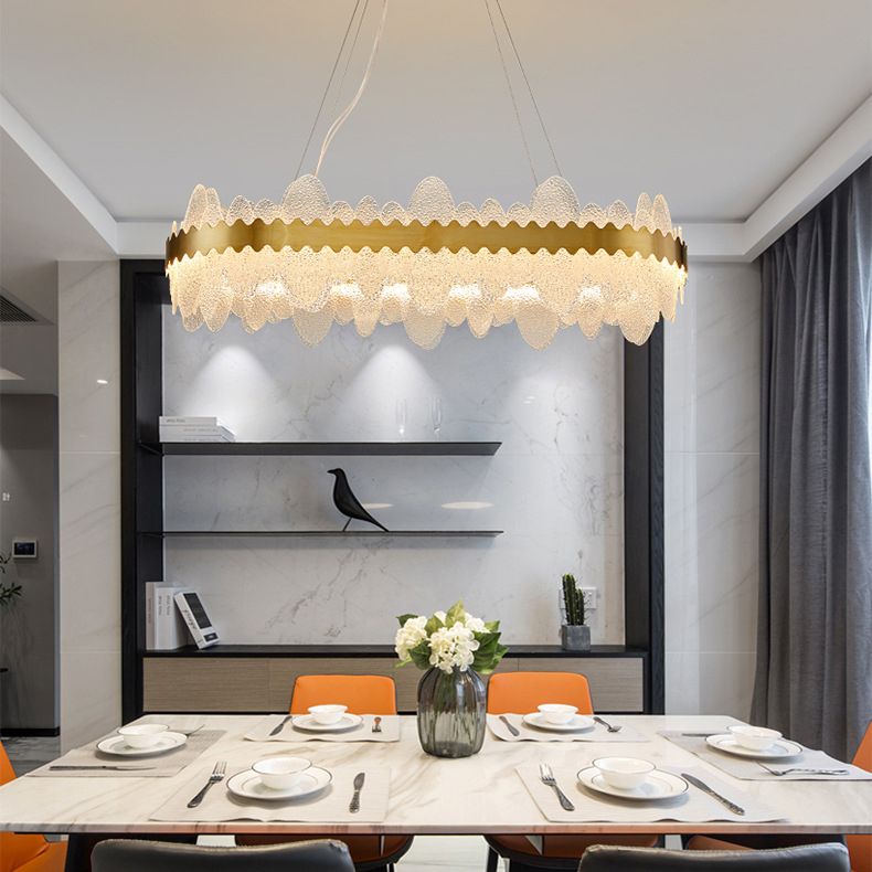 Luz de techo minimalista de vidrio ondulado LED de vidrio ondulado de la sala de estar en oro