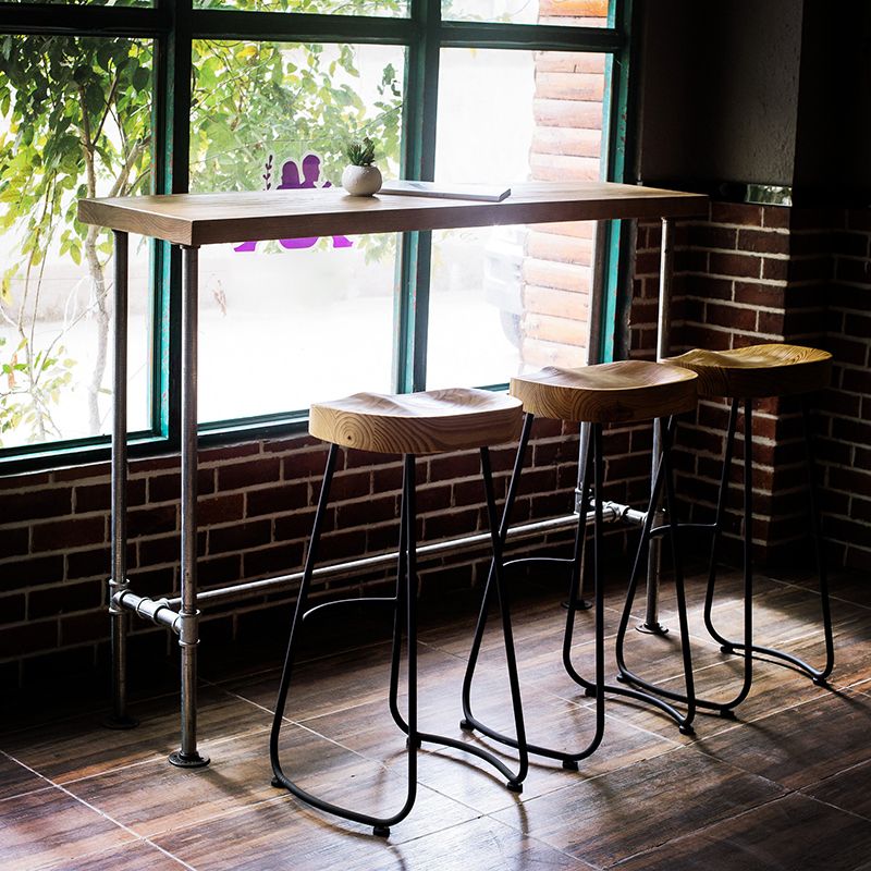 Industrial Pub Table Solid Wood Bar Height Rectangle Bar Table