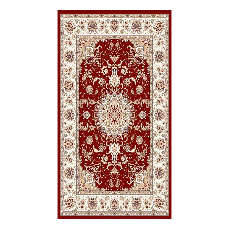 Fancy Traditional Area Rug Brown Polyester Area Carpet Stain Resistant Rug for Home Decor