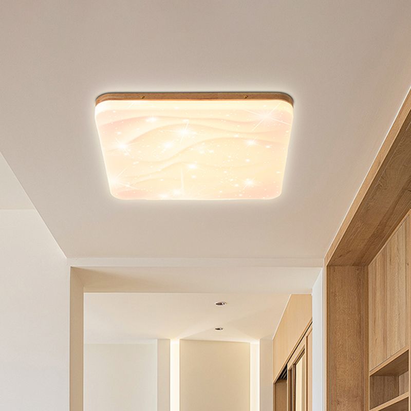 Plafonnier LED en forme de géométrie, style moderne et simple, en bois, 1 lumière, encastré, pour chambre à coucher