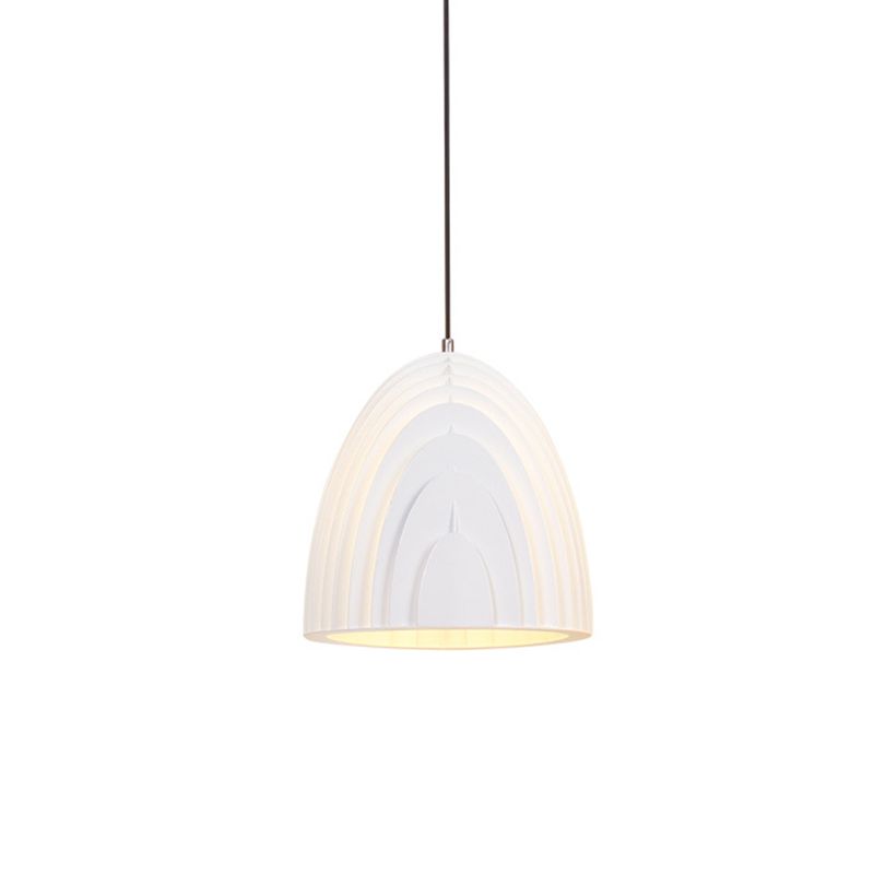 Wood Grain Designed Dome Suspension Lamp Simple Creative Single White/Yellow/Blue Pendant Light Kit