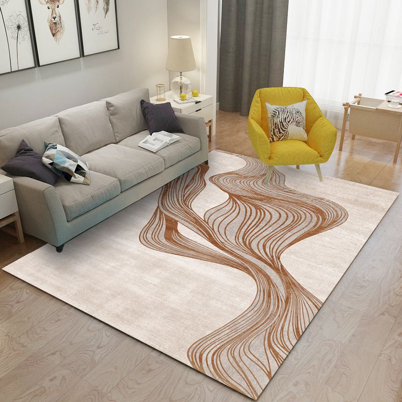 Leisure Carpet Modern Abstract Print Carpet Washable Polyester Rug with Non-Slip Backing