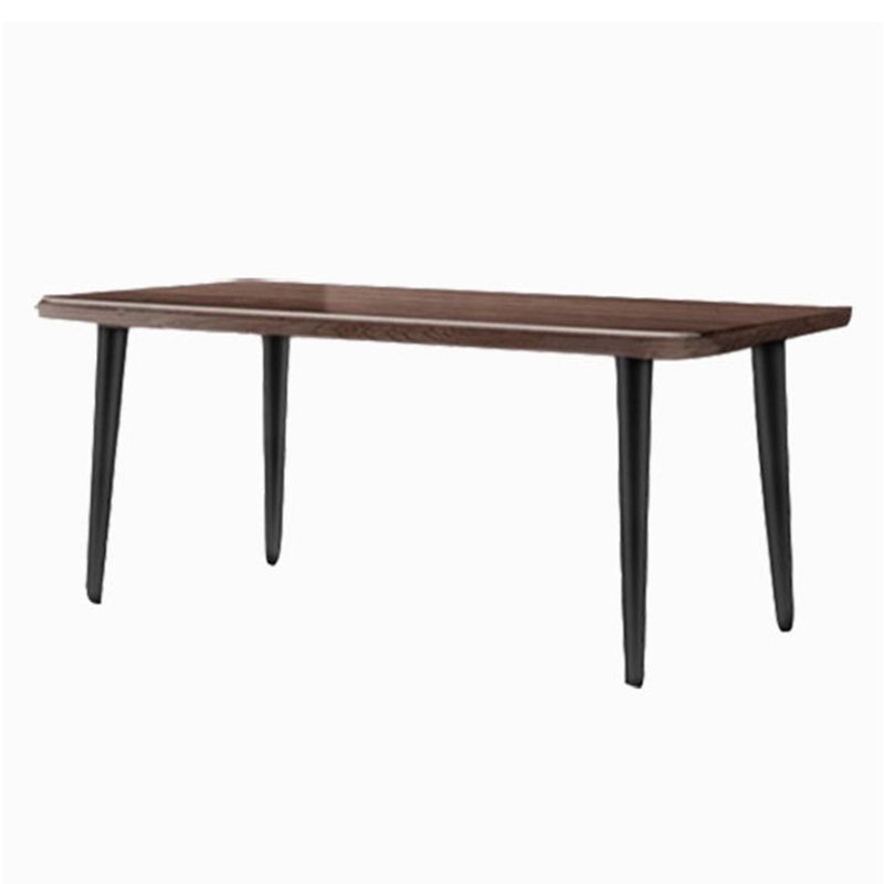 Natural-Brown Solid Wood Dining Table Rectangular Modern Furniture with 4 Legs