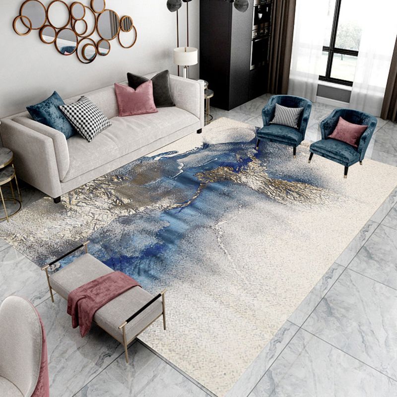 Gold Modern Area Carpet Polypropylene Graphic Carpet Washable Carpet for Living Room