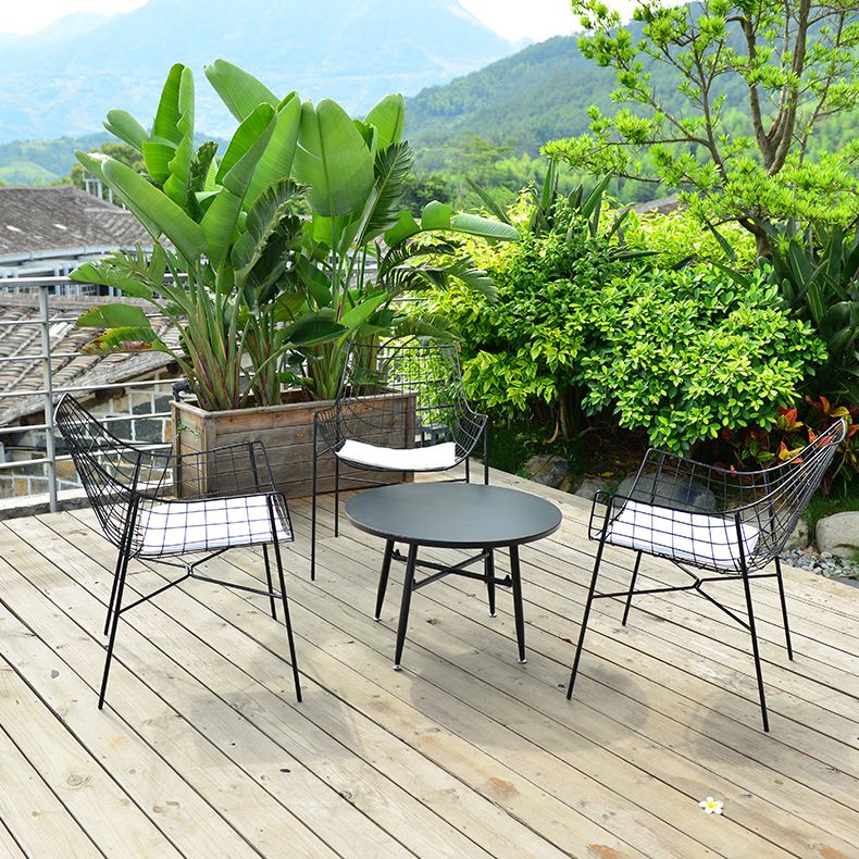 Modern Black Bistro Table Set 1/2/4/5 Pcs Metal Bistro Table and Chairs