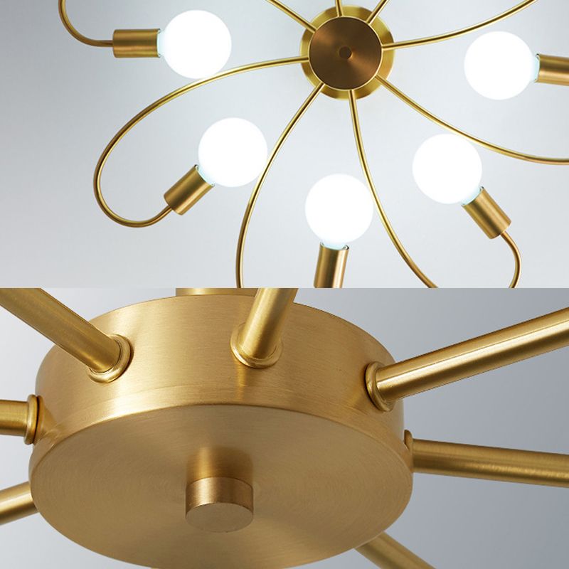 INDUSTRIALE Sputnik semifulco Monte Lampada Bronzo Semi Flush Mount Lighting for Restaurant