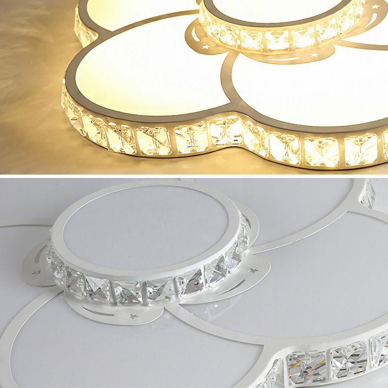 White Floriated LED Ceiling Light in Modern Creative Style Crystal Indoor Flush Mount with Acrylic Shade
