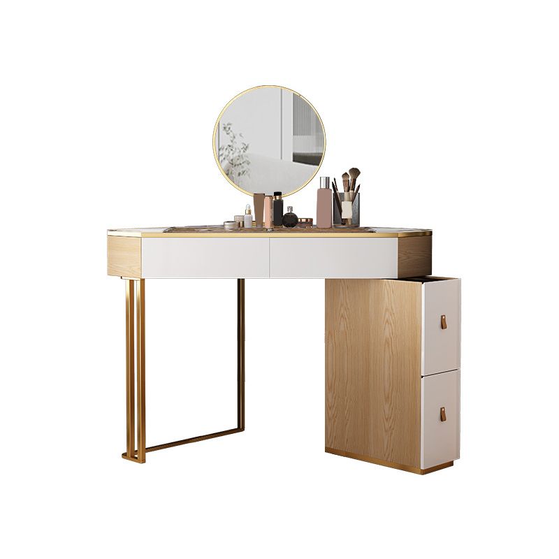 4-Drawers Mirrored Dressing Table Glass Top Make-up Vanity Stool Set