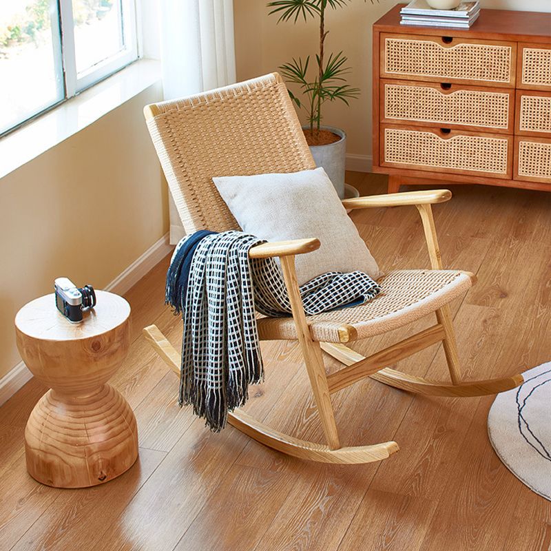 Modern Indoor Rocking Chair Natural Rattan Rocking Chair for Living Room
