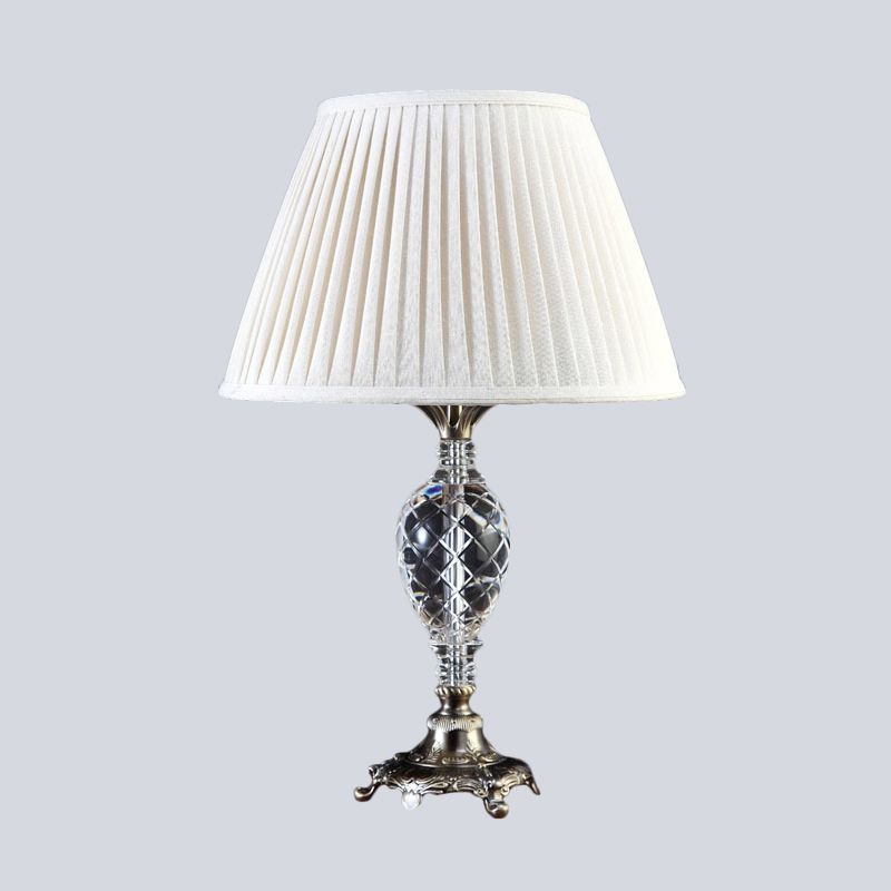 Lampe de bureau en tissu plissé moderne 1 tête de tête en blanc