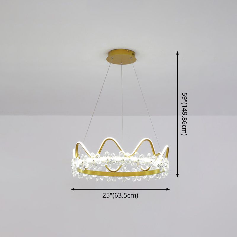 1 couronne légère suspendue pendante lumière nordique Crystal Éclairage en suspension pour le salon