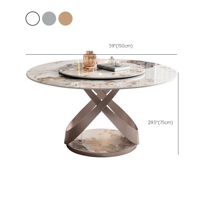 Contemporary Round Dining Table Steel Base Pedestal Table for Home Kitchen