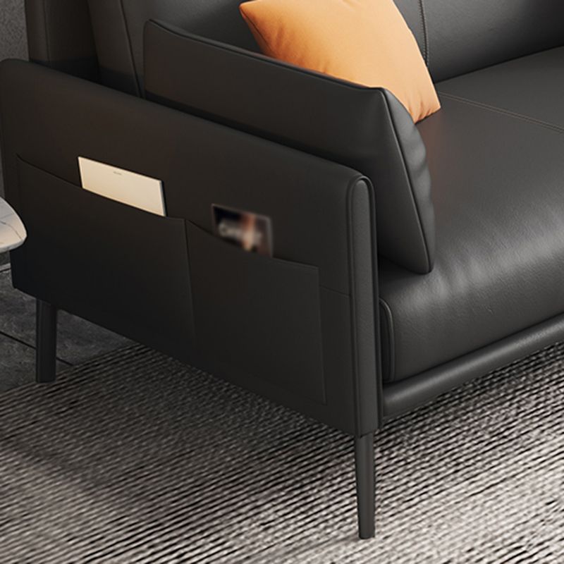 32.28" H Scandinavian Standard Square Arm Sofa with Pillow Back in Brown Finish