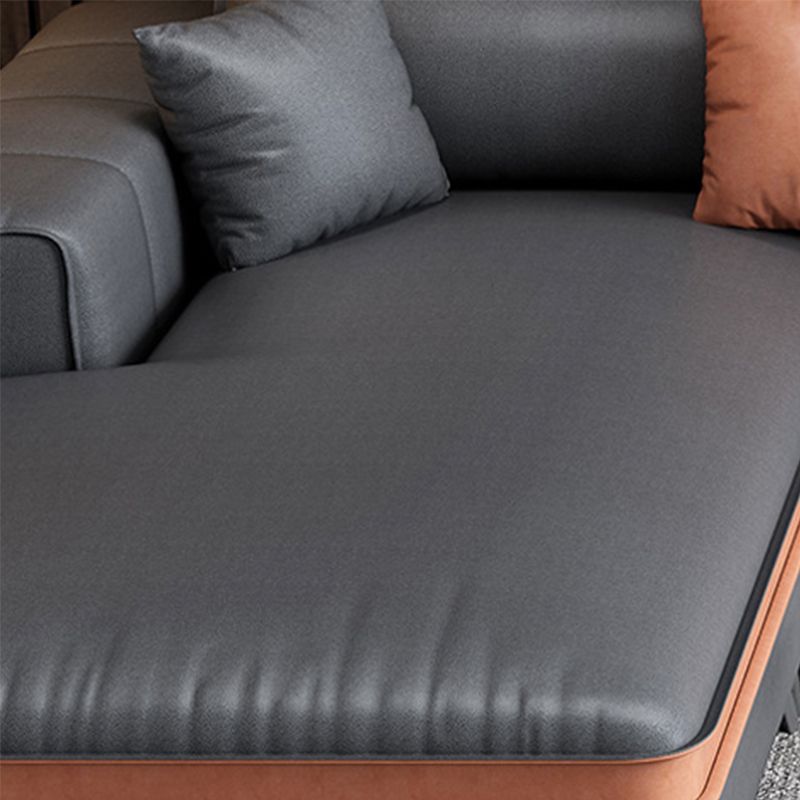 Glam Stationary Faux Leather Living Room Recessed Arm Cushionssofa