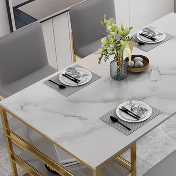 Metal and Slate Table Contemporary Family Rectangular Dining Table