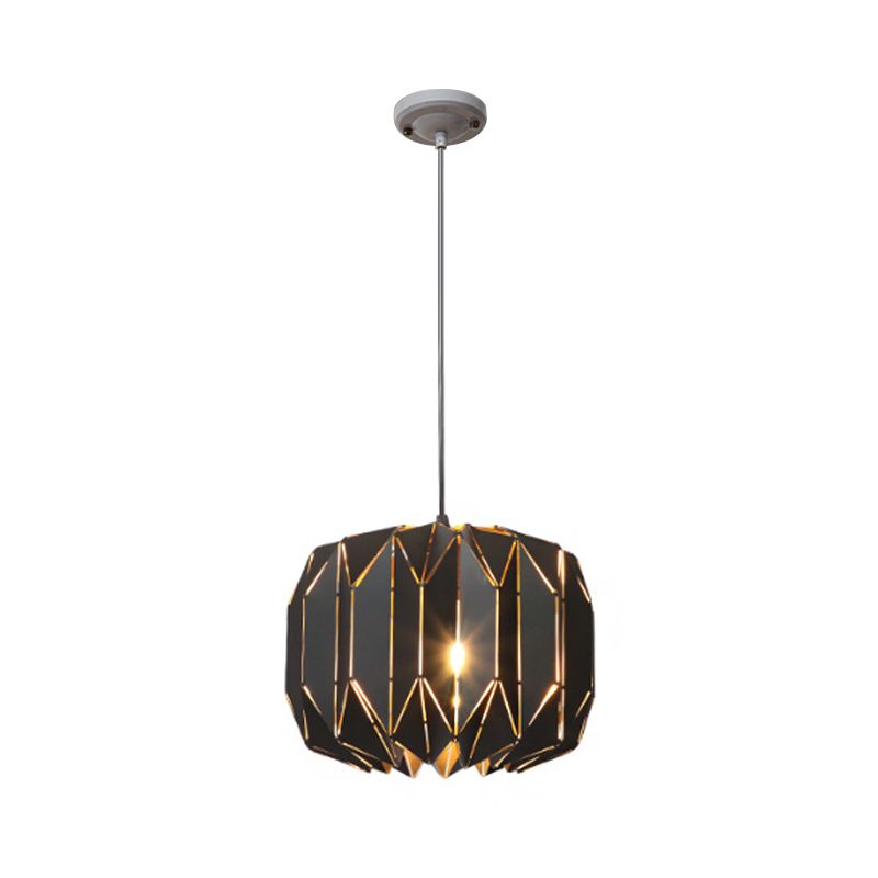 Restaurant Origami Hanging Lamp Metal One Head Contemporary Black/Silver Ceiling Pendant