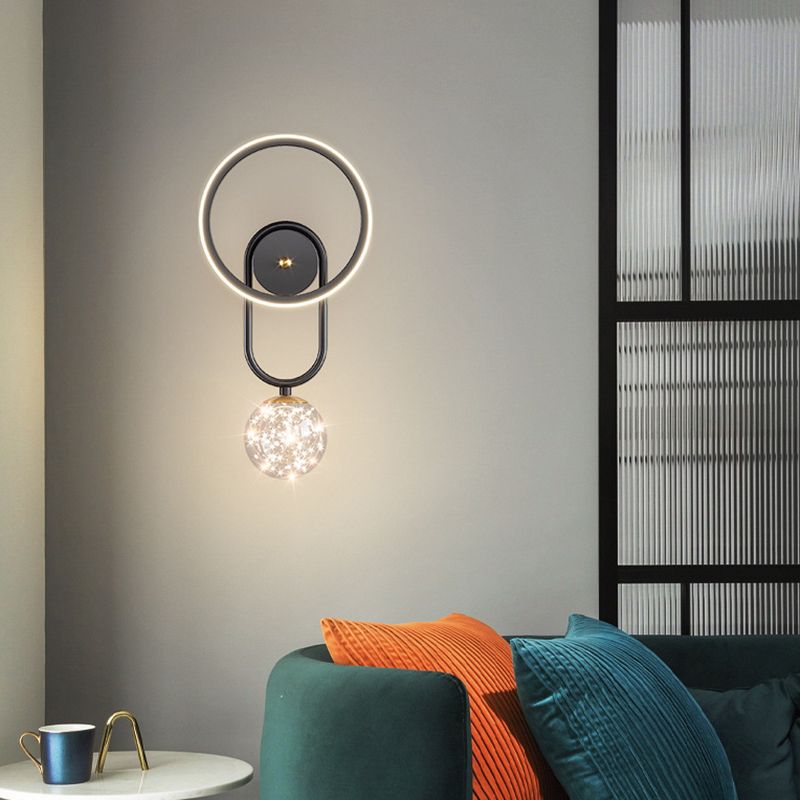 Modern Style Spherical Shape Wall Sconce Glass 2 Light Sconces for Living Room