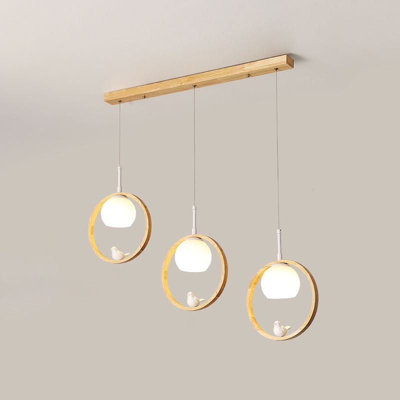 Luci a sospensione a sospensione rotonda lampada a sospensione bianca moderna con tonalità di vetro per ristorante