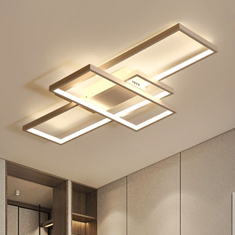 35.5"/43" Wide Black/White 3-Rectangle Ceiling Light Modern LED Acrylic Semi Flush Mount Light in Warm/White Light