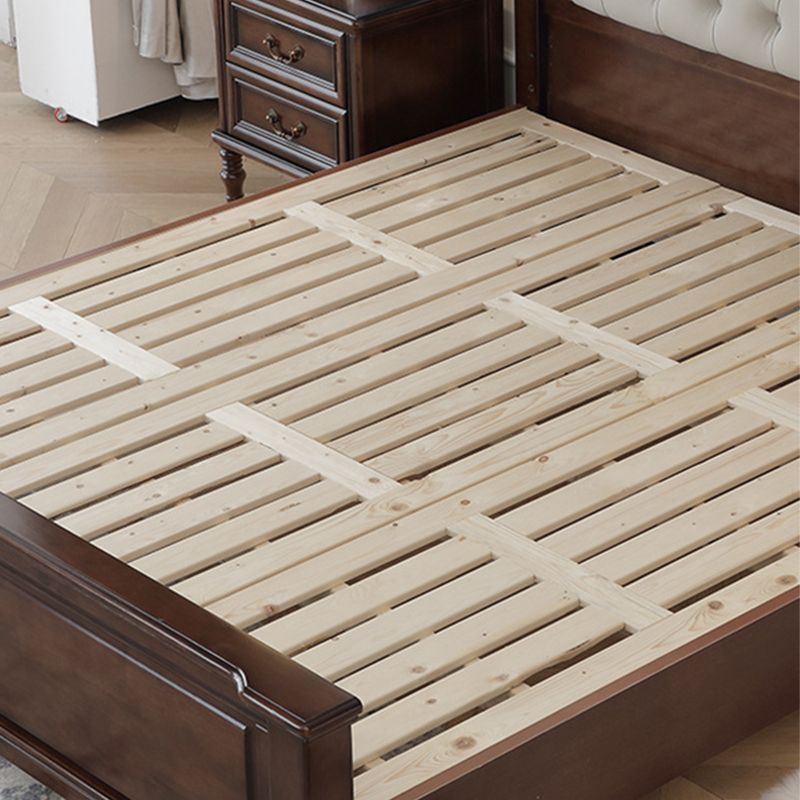 Tufted Upholstered Standard Bed Solid Wood King Bed in Brown of 72.8" H
