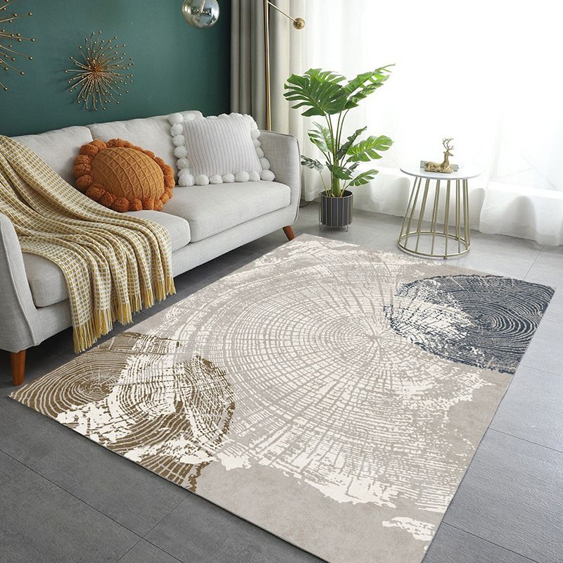 Beige Modern Rug Polyester Abstract Graphic Rug Washable Rug for Living Room
