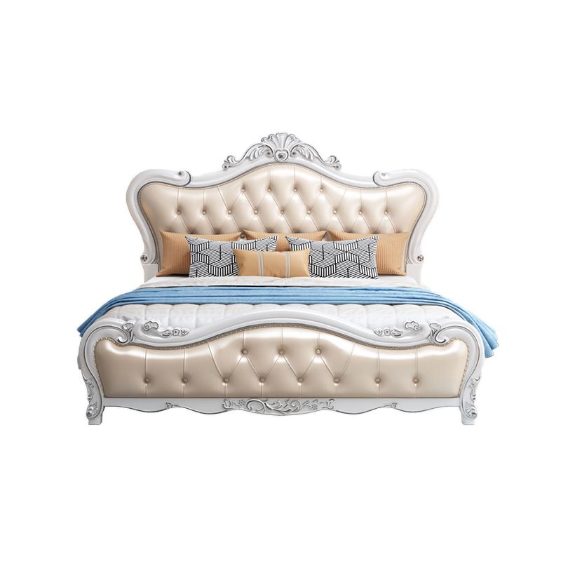 Modern Storage Wood Bed Button-tufted Bed Frame with Headboard