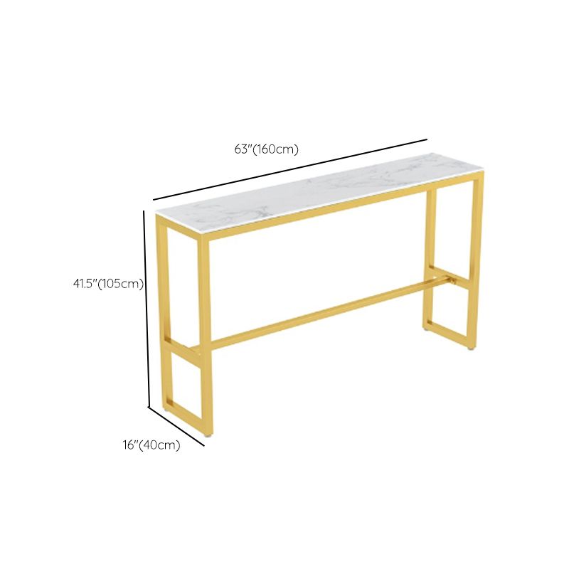 Glam Style Bar Table Set 1/5 Pieces Rectangle Stone Fixed Pub Dining Set