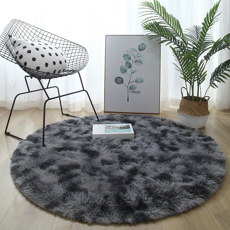 Round Solid Carpet Polyester Modern Indoor Rug Non-Slip Backing Shag Area Carpet for Living Room