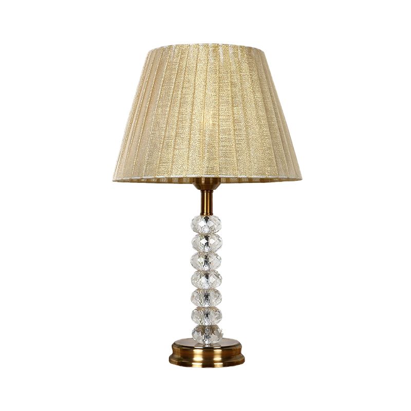 Modernist Shaded Study Lamp Fabric 1 Head Reading Book Light in Beige for Bedroom