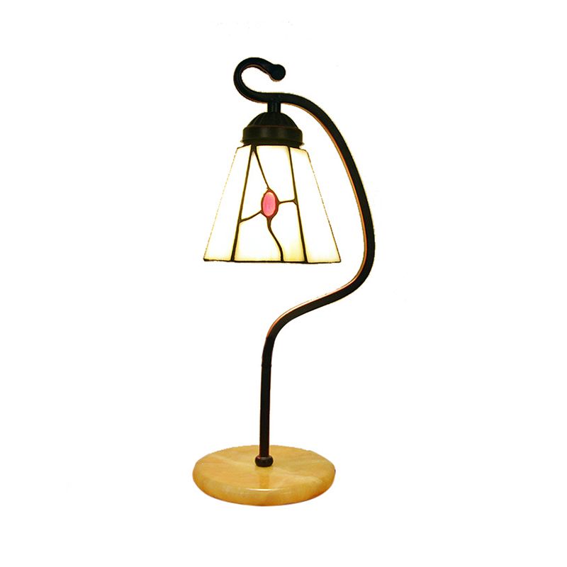 Tiffany Style Shell Flared Table Lamps 1 Light Accent Table Lamp with Marble Base for Bedroom Bedside