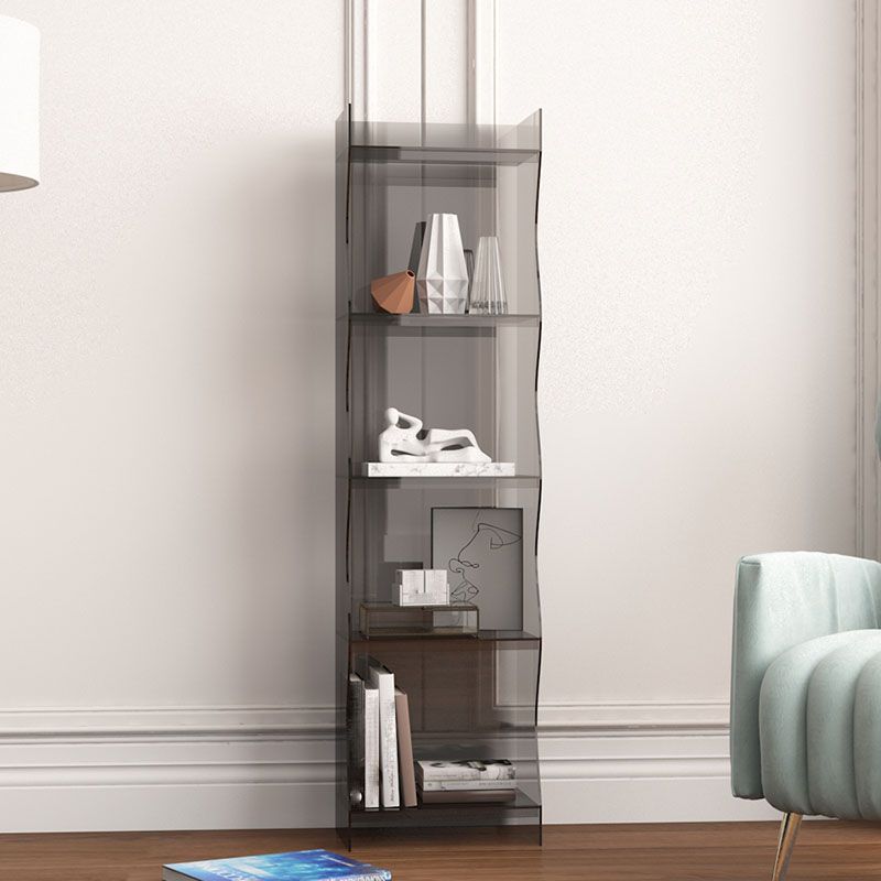 Contemporary Closed Back Bookshelf Acrylic Shelf Bookcase with Shelves