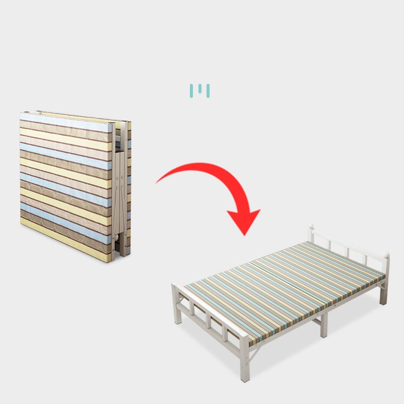 White Steel Folding Bed Contemporary Open-Frame Bed Set - 23.6" H